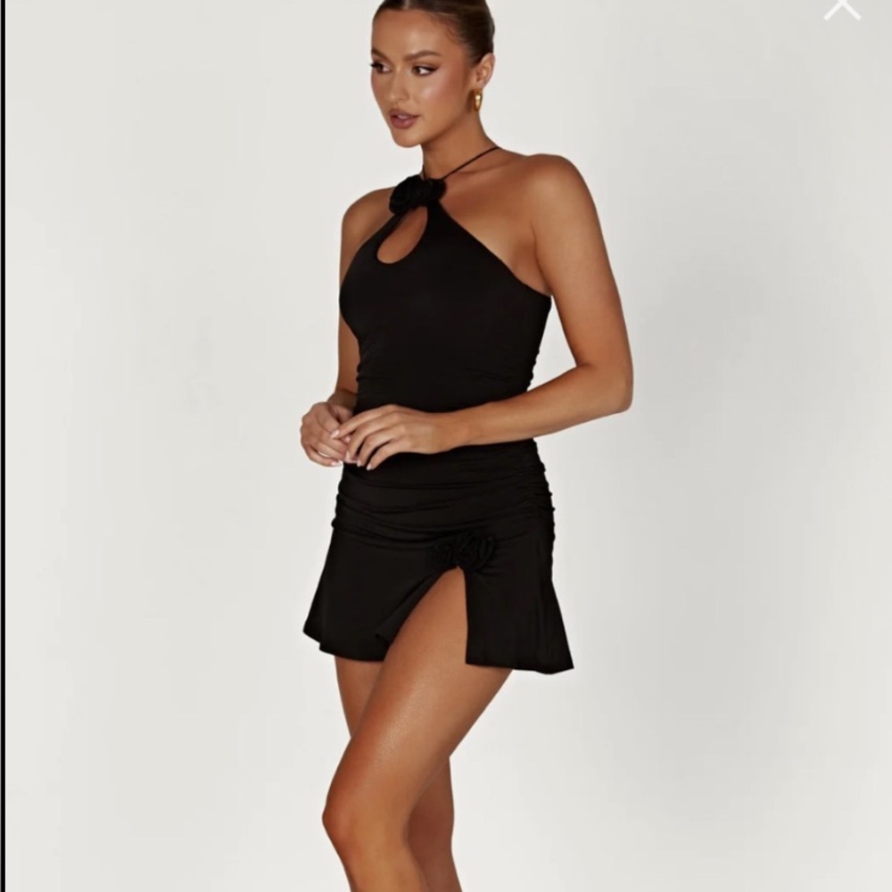 Meshki Black Halter Bodycon Mini Dress - Picture 3 of 7